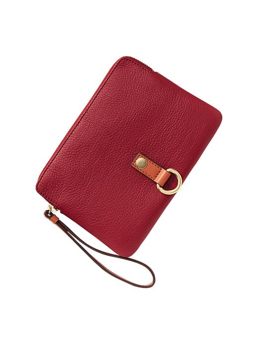 View large product image 1 of 1. Leather buckle clutch