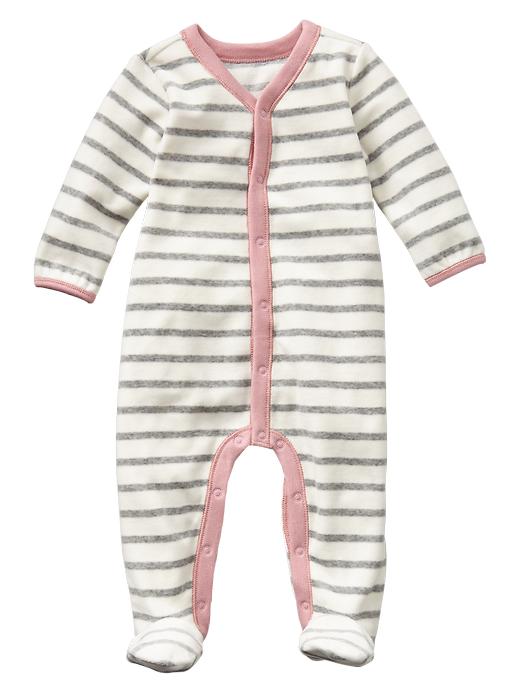 View large product image 1 of 1. Stripe velour one-piece