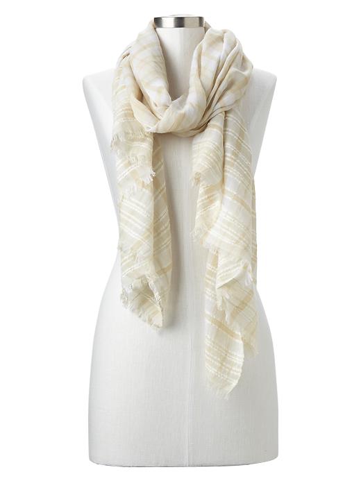 View large product image 1 of 1. Textural plaid scarf