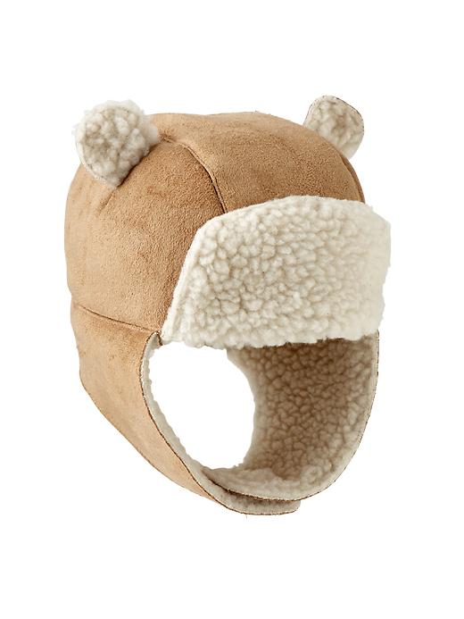 View large product image 1 of 1. Shearling bear hat
