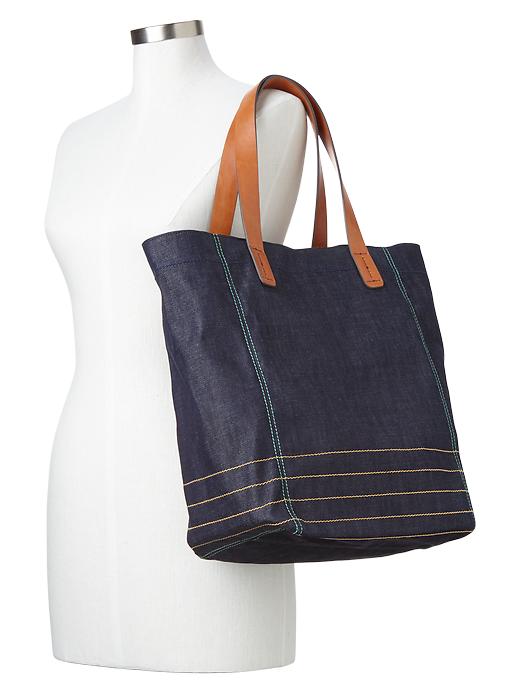 View large product image 2 of 3. Contrast-stitch tote