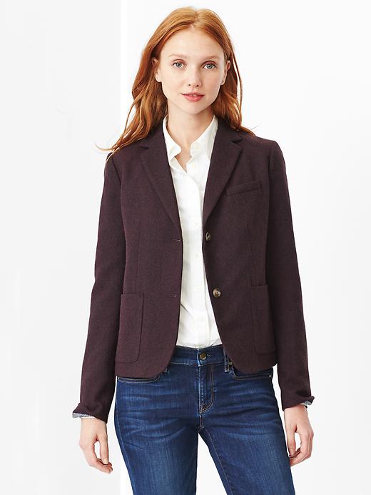 View large product image 1 of 1. Classic basketweave wool blazer