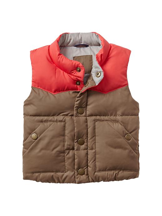 View large product image 1 of 1. Warmest colorblock puffer vest