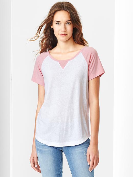 View large product image 1 of 1. Baseball shirttail tee