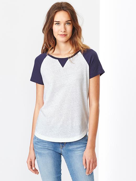 View large product image 1 of 1. Baseball shirttail tee