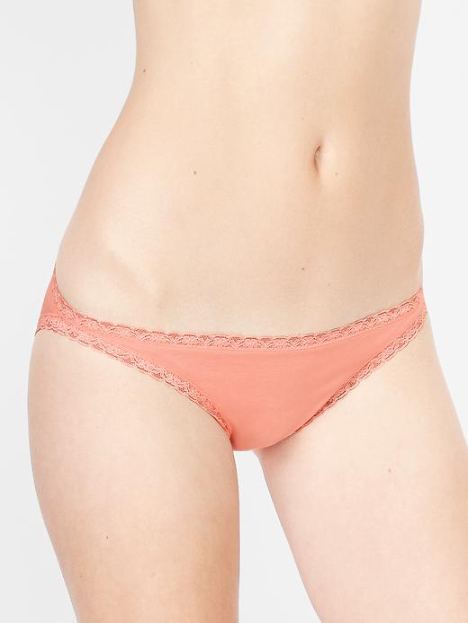 Image number 3 showing, Lace trim skinny bikini