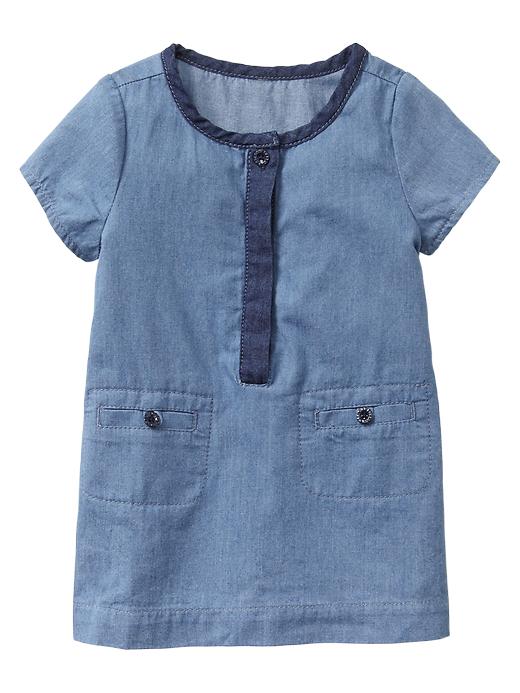 View large product image 1 of 1. Chambray henley dress