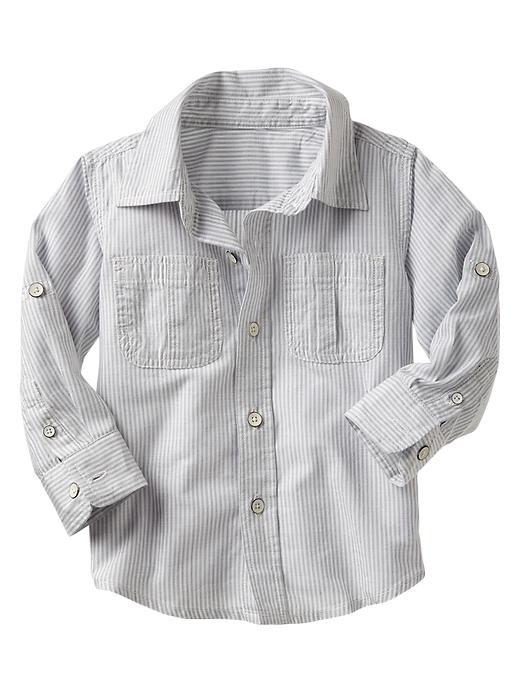 View large product image 2 of 3. Convertible chambray stripe shirt