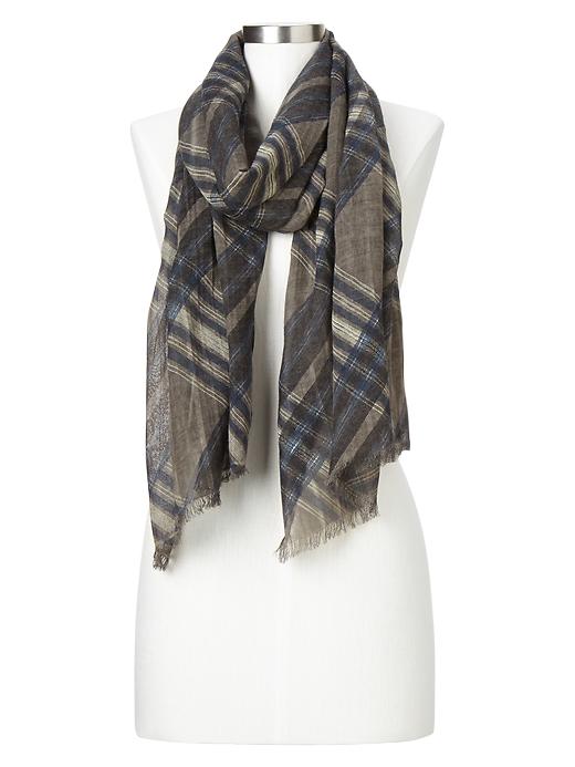View large product image 1 of 1. Heathered plaid scarf