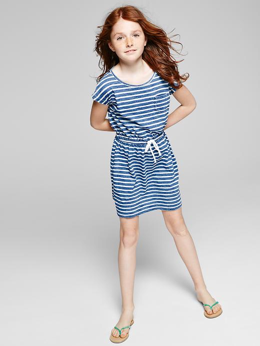 Image number 2 showing, Indigo stripe drawstring dress
