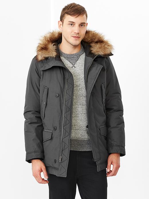 View large product image 1 of 1. Fur trim snorkel jacket
