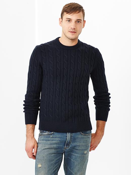 Image number 4 showing, Lambswool cable knit sweater