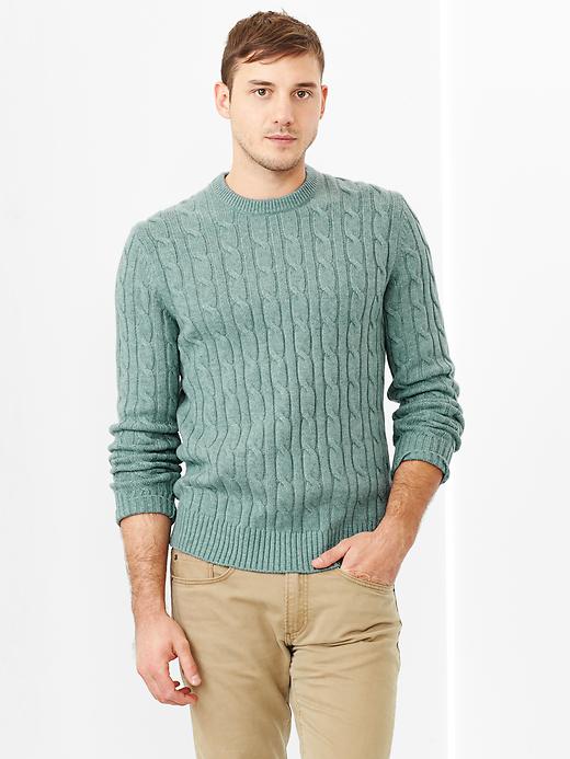 Image number 3 showing, Lambswool cable knit sweater