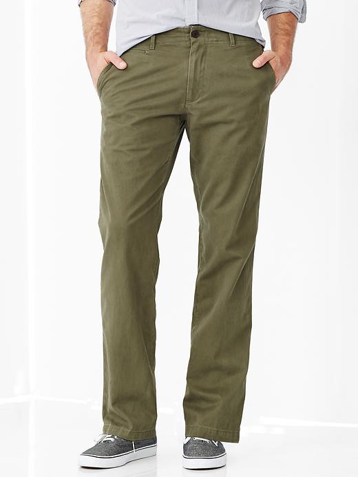 View large product image 1 of 1. Lived-in straight khaki