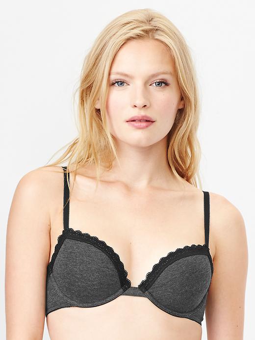 View large product image 1 of 1. Cotton plunge demi bra