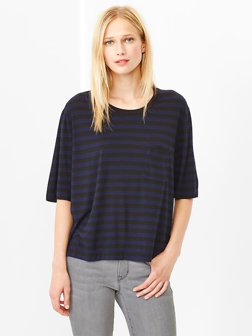 View large product image 1 of 1. Stripe fluid relaxed tee
