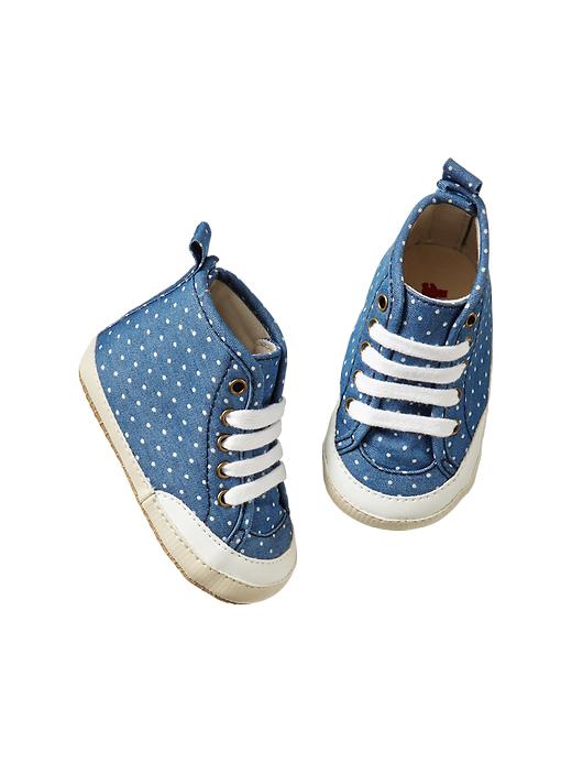 View large product image 1 of 1. Dot chambray hi-top sneakers