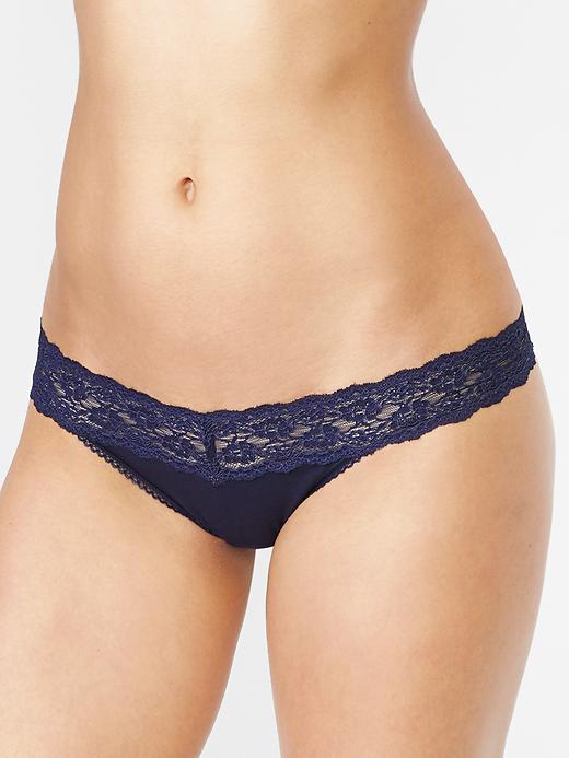 View large product image 1 of 1. Sexy lace-trim V thong