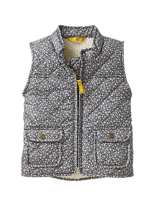 View large product image 1 of 1. Floral sherpa puffer vest