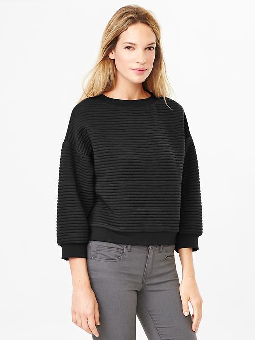 View large product image 1 of 1. Stripe quilted crop sweatshirt