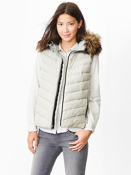 View large product image 1 of 1. PrimaLoft&#174 Luxe fur-trim puffer vest