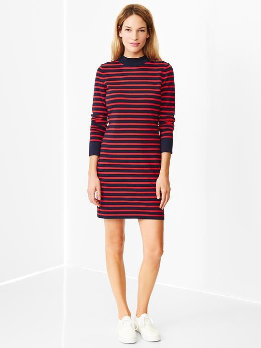 View large product image 1 of 1. Stripe mockneck dress