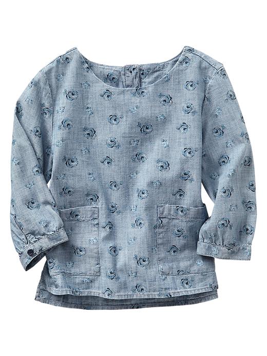 Image number 1 showing, Floral chambray pocket top
