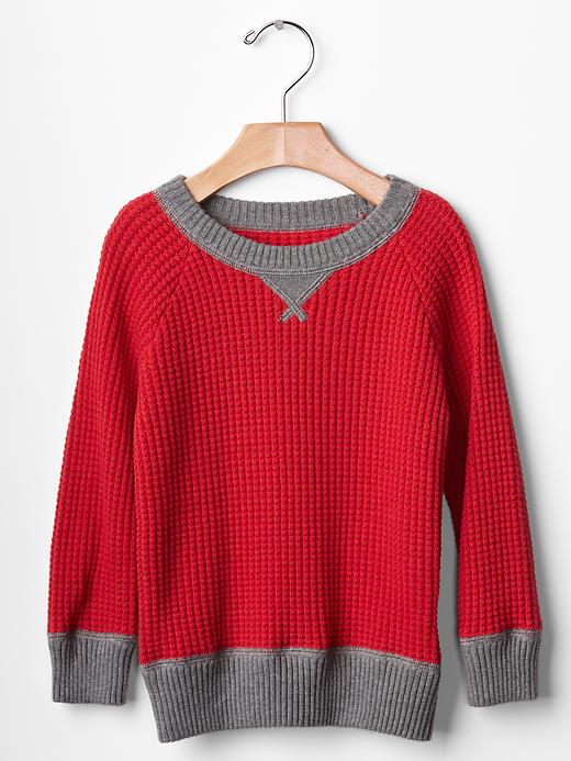 Image number 1 showing, Contrast waffle raglan sweater
