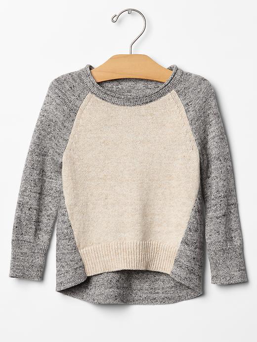 Image number 1 showing, Colorblock hi-lo sweater