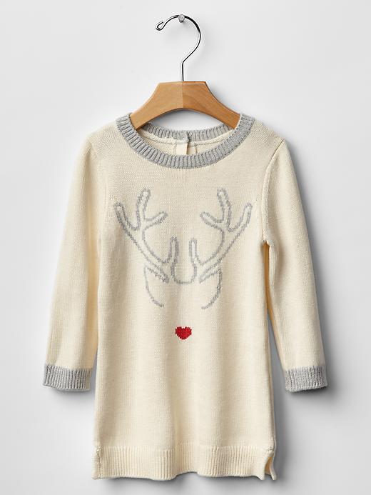 Image number 1 showing, Christmas reindeer sweater dress
