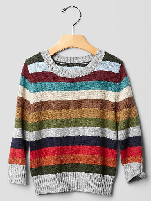 Image number 1 showing, Holiday stripe crewneck sweater