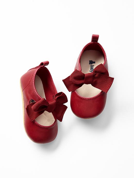 View large product image 1 of 1. Festive mary jane bow flats