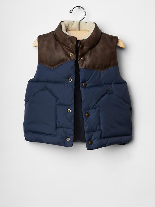View large product image 1 of 1. Mix-media sherpa puffer vest