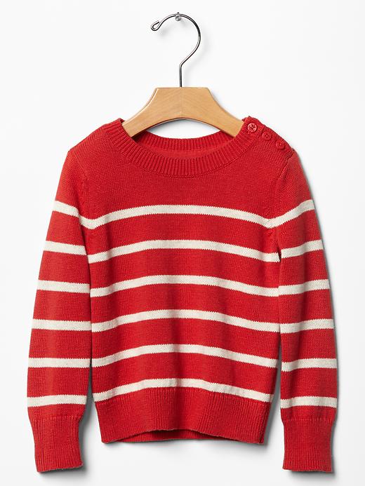View large product image 1 of 1. Breton stripe button sweater