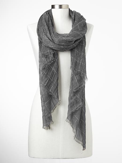 View large product image 1 of 1. Metallic checkered scarf
