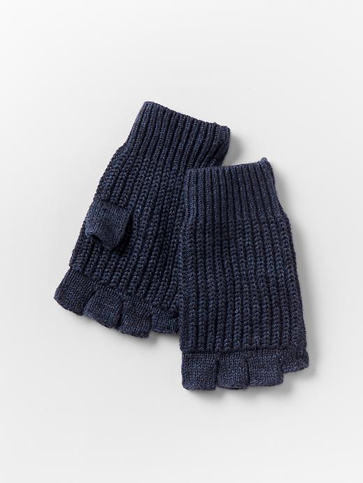 View large product image 1 of 1. Ribbed marled fingerless gloves