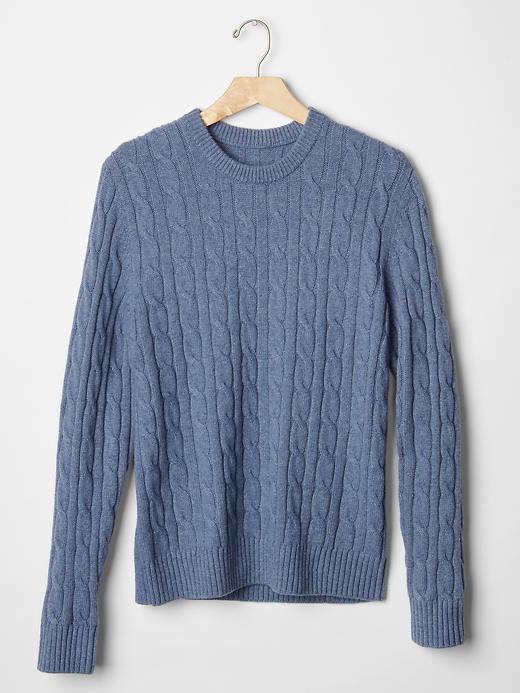 Image number 2 showing, Lambswool cable knit sweater