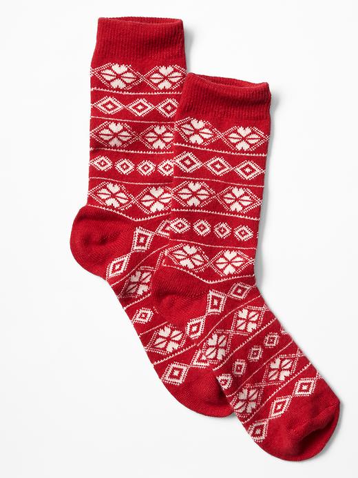 View large product image 1 of 1. Cozy fair isle socks