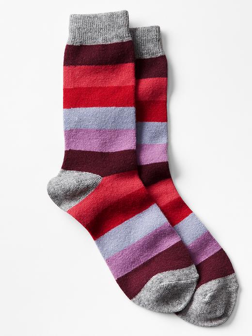 View large product image 1 of 1. Cozy holiday stripe socks