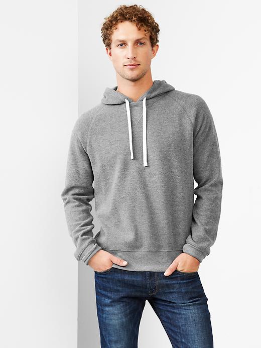 View large product image 1 of 1. Finely ribbed raglan hoodie