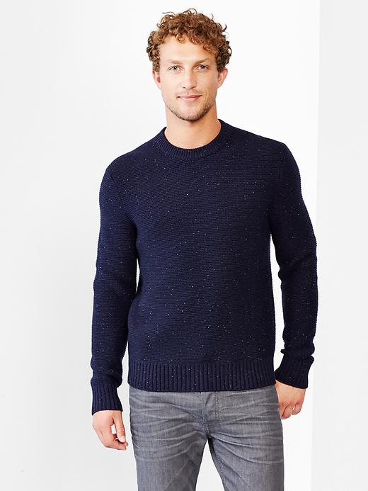 View large product image 1 of 1. Lambswool textured crew sweater