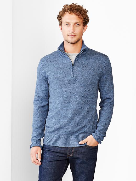 View large product image 1 of 1. Marled half-zip mockneck sweater