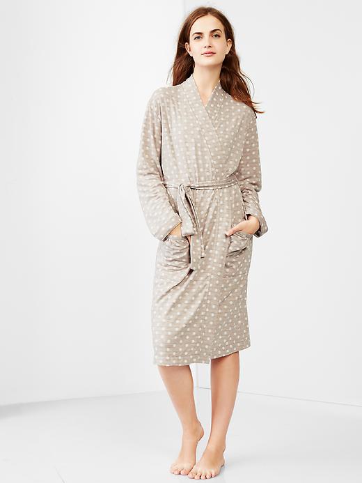 View large product image 1 of 1. Double-knit dot robe
