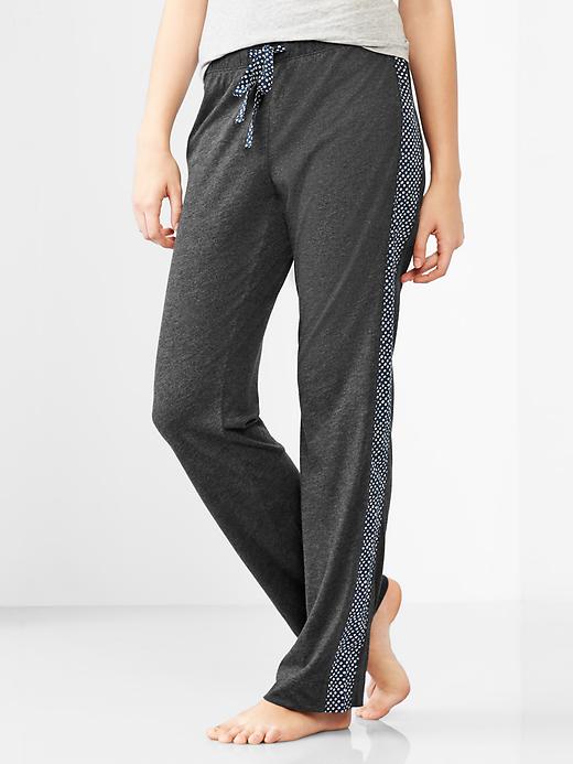 View large product image 1 of 1. Dot-stripe jersey pants