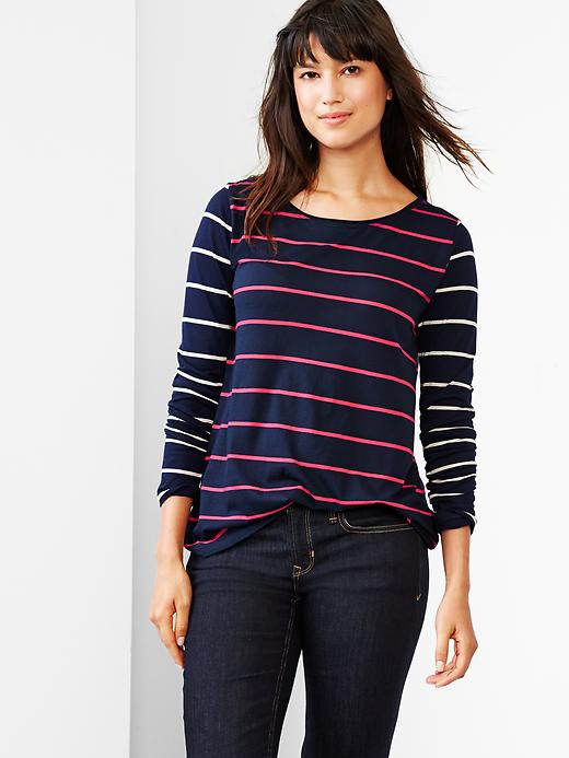 Image number 9 showing, Mix-stripe A-line tee