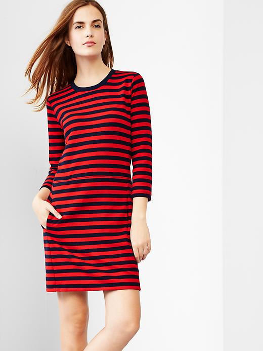 View large product image 1 of 1. Stripe ponte dress
