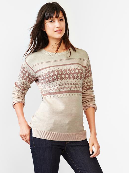 View large product image 1 of 1. Fair isle crew sweater