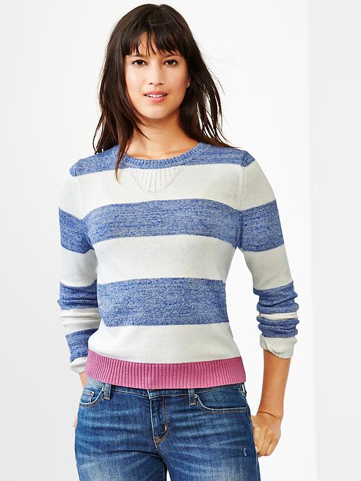 View large product image 1 of 1. Heathered stripe sweater