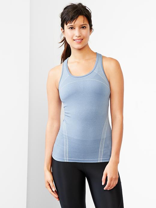 View large product image 1 of 1. GapFit Motion heathered racerback tank