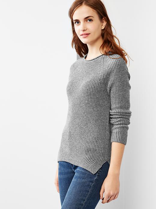 View large product image 1 of 1. Ribbed raglan sweater